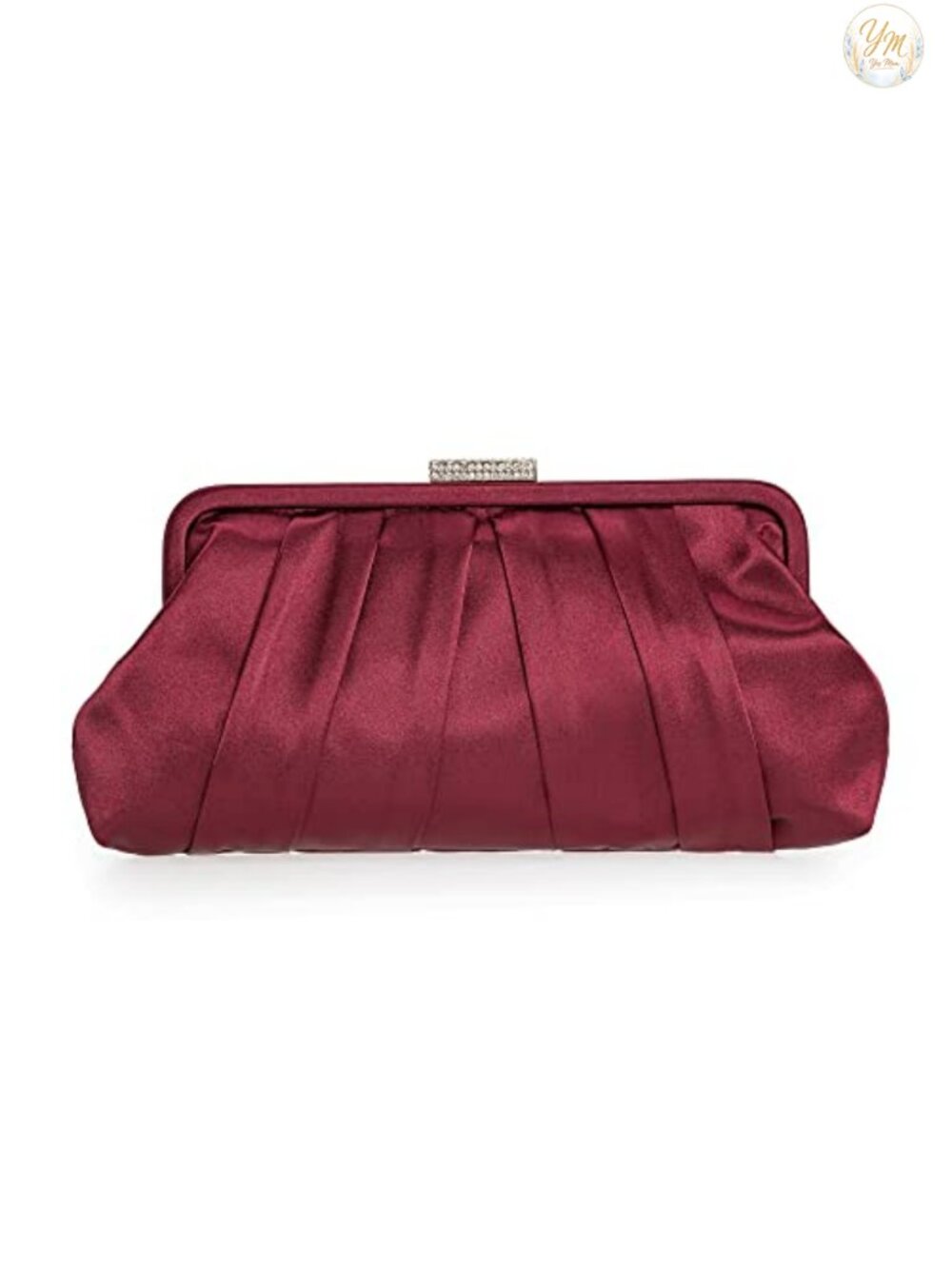 Pleated Satin Clutch Bag Diamante Embellished Evening Handbag